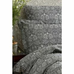 Morris & Co. Charcoal Grey Crown Imperial Cotton Linen Blend Jacquard Oxford Pillowcase