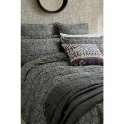 Morris & Co. Charcoal Grey Crown Imperial Cotton Linen Blend Jacquard Oxford Pillowcase -Morris & Co shop unnamed file 108