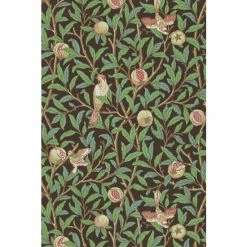 Morris & Co. Brown Bird Pomegranate Wallpaper Sample Wallpaper