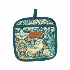 Morris & Co. Teal Blue Strawberry Thief Pot Grab