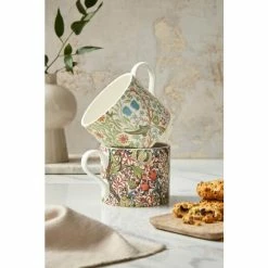 Morris & Co. Set Of 2 Green Blackthorne & Golden Lily Mugs