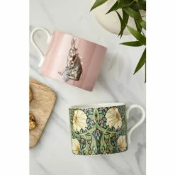 Morris & Co. Set Of 2 Pink Pimpernel & Forest Hare Mugs