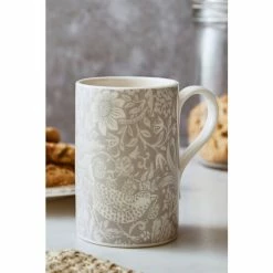 Morris & Co. Set Of 4 Grey By Spode Strawberry Thief 12oz Mugs