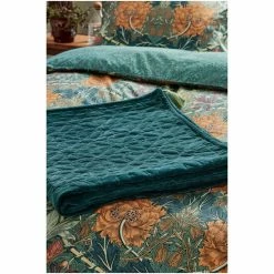 Morris & Co. Teal Blue Quilted Tassles Throw