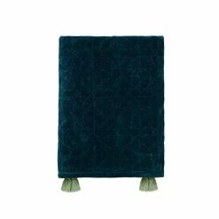 Morris & Co. Teal Blue Quilted Tassles Throw -Morris & Co shop unnamed file 468