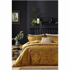 Morris & Co. Saffron Yellow Seasons By May Cotton Percale 200 Thread Count Duvet Cover