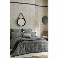 Morris & Co. Charcoal Grey Crown Imperial Cotton Linen Blend Jacquard Duvet Cover