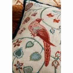 Morris & Co. Saffron Teal Sunflower Embroidered Feather Filled Cushion -Morris & Co shop unnamed file 575