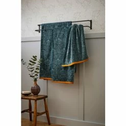 Morris & Co. Teal Blue 600GSM Woven Jacquard Velour Finish Towels