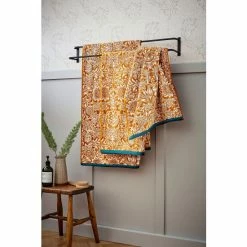 Morris & Co. Saffron Orange Sunflower Woven Jacquard Velour Finish Towel